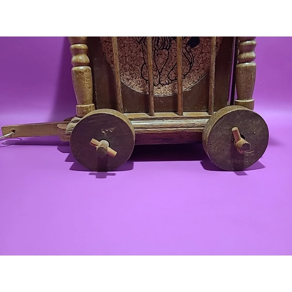 Vtg 1976 Cork Wood Coasters Set Circus Lion Zoo Train Cage Wagon‎ Caddy Bar Ware
